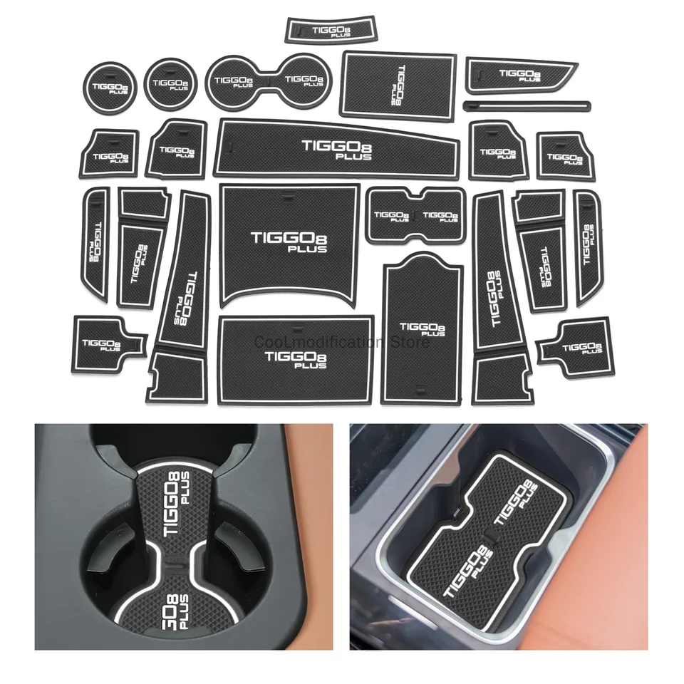 Pre Chery Tiggo 8 Pro Max 2021-2023 Anti-Strip Gate Slot Mat Rat Non-Slip Dvery Groove Pad Interiérový príslušenstvo