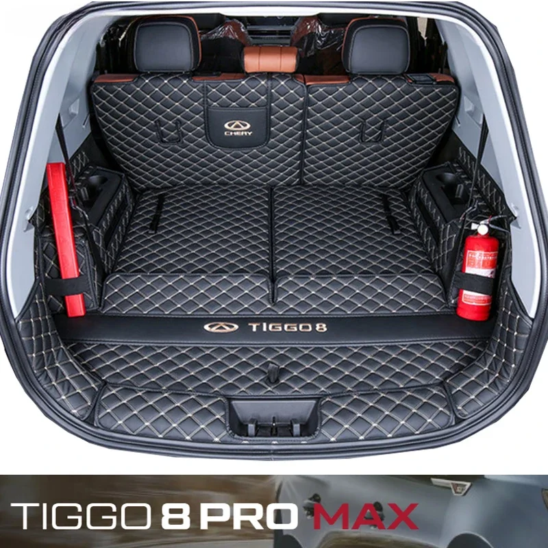 Pre Chery Tiggo 8 Pro Max 2022 2023 Kmeň Kožná koža DRUBLE CARGO LINER BOOK SUBLES Zadný film Interiérový dekoráciu Príslušenstvo