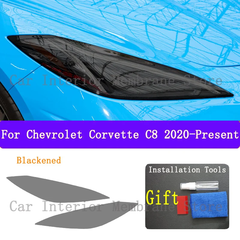 Pre Chevrolet Corvette C8 2020 2023 Vonkajšie svetlomety automobilu Anti-Scratch Ochranné svetlomety Opravy nálepiek Príslušenstvo