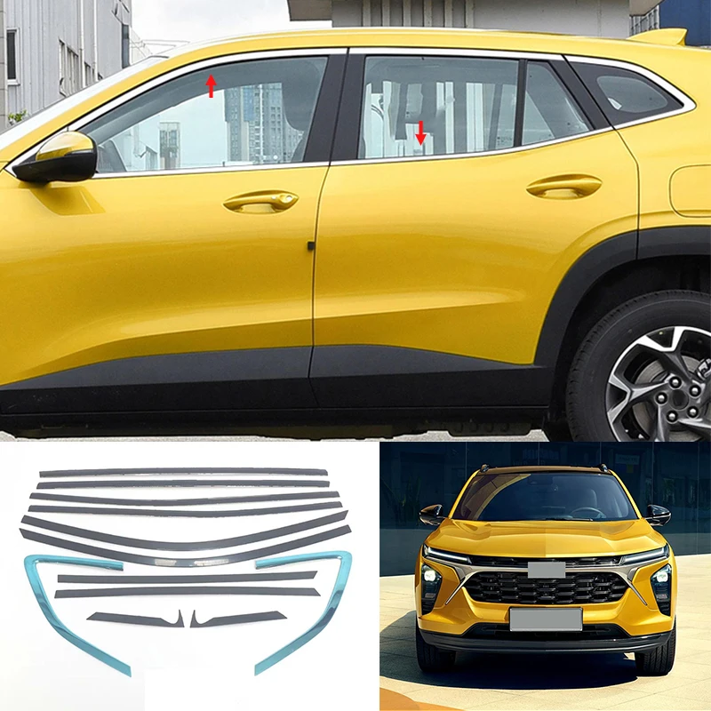 Pre Chevrolet Trax Seeker 2023 2024 Nerezová oceľ Chróm Exteriérové ​​okno BC Pillar erps Strip Sill Bočné obloženie