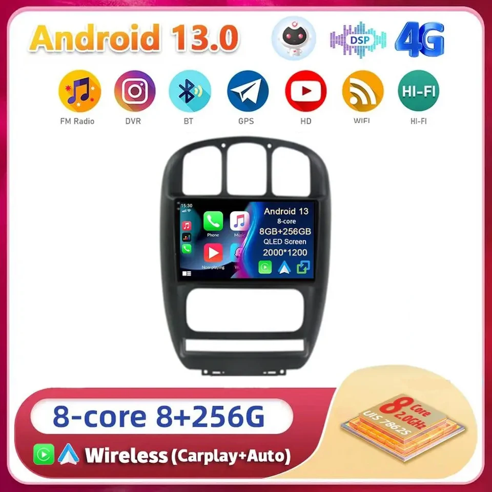 Pre Chrysler Grand Voyager Rs 2000-2012 Android 13 CarPlay pre Dodge Caravan 4 Car Radio Multimedia GPS Player Stereo Head Unit