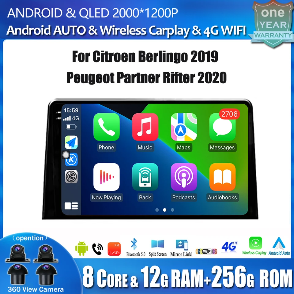 Pre Citroen Berlingo 2019 Peugeot Partner Rifter 2020 pre Opel Combo Android 14 Car Radio Multimedia Player Navigation GPS Tools