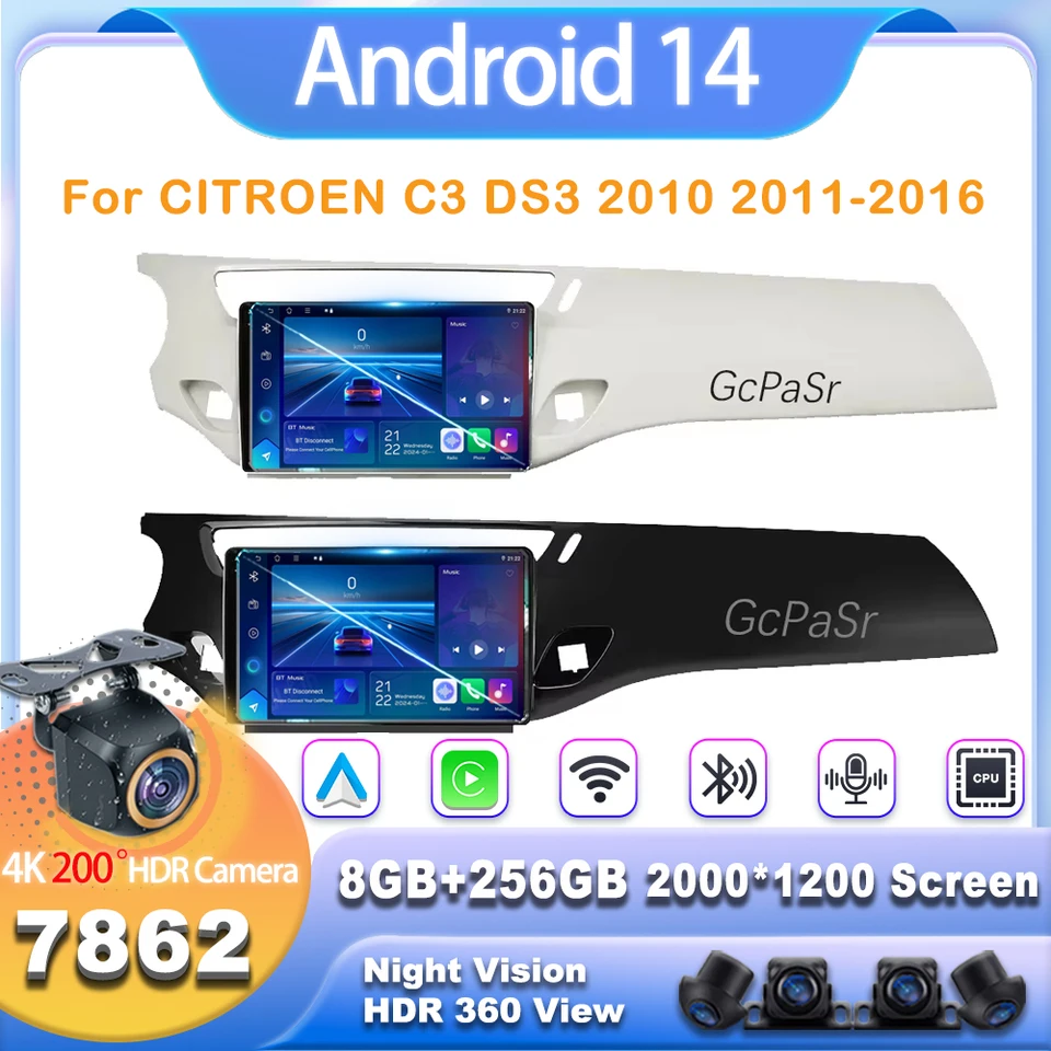 Pre Citroen C3 DS3 2010 2011-2016 CarPlay Android Radio Radio Multimedia Player Player dotyková obrazovka Bluetooth 4G Zadný fotoaparát displej 9 palcov
