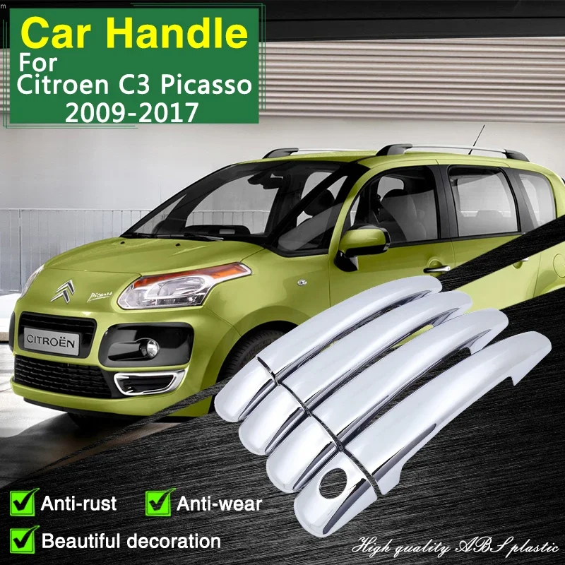 pre Citroen C3 Picasso 2009 2010 2010 2012 2013 2014 2015 2016 2017 Chrome Dverne Rucker Cover Cover Auto príslušenstvo nálepky