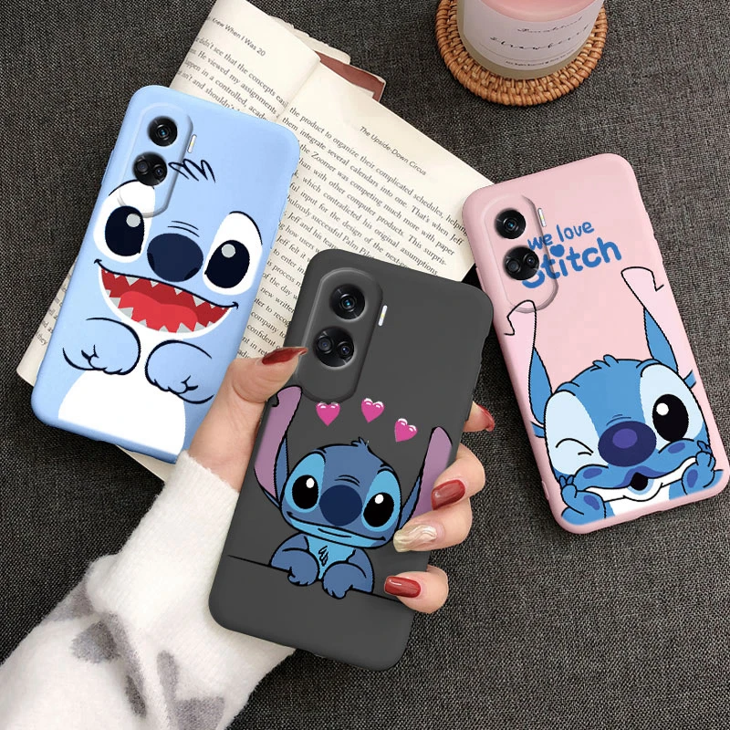 Pre cti 90 Lite Case Bumper Cuper Cuil Cartoon Stitch Love Silikone Soft Cover pre Honor 90Lite Capa 2023 Funda pár Funny