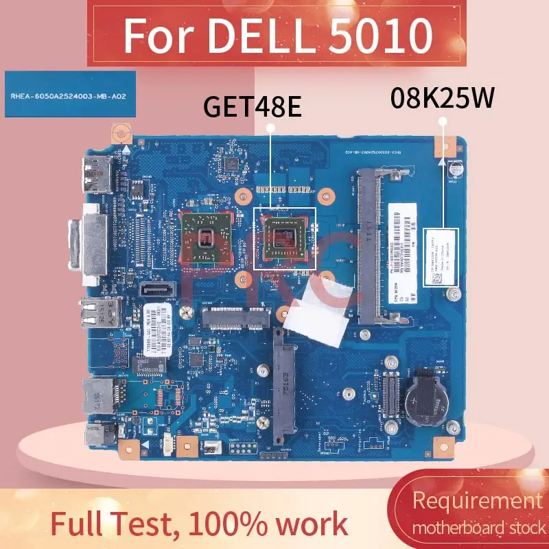 Pre Dell 5010 Get48e Laptop základná doska 6050A2524003 09px6d 08K25W 08K25W DDR3 Notebook Mainboard Mainboard