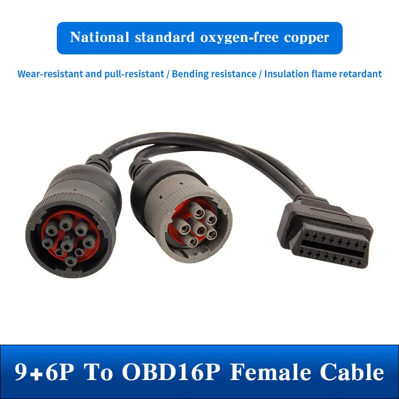 Pre deutsch y 9pin J1939 Kábel nákladného vozidla na OBD2 16PIN Ženský adaptér J1708 OBD 6pin kábel pre konektor diagnózy nákladných automobilov automobilov