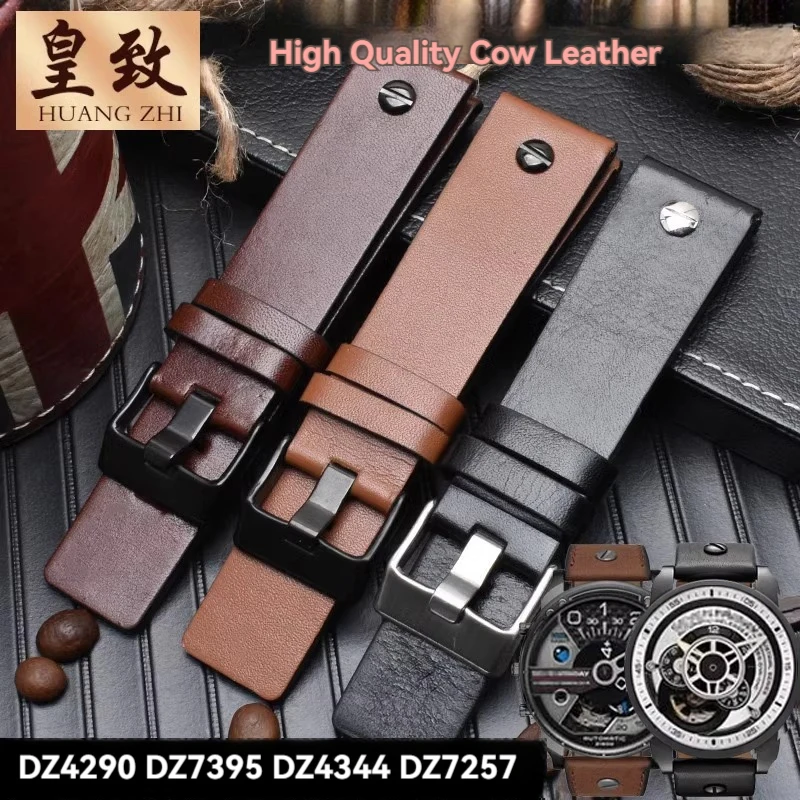 Pre dieselový cowhide hodinky remienok muži DZ4323 DZ1657 DZ4318 LYCHEE PLAICKÝ NÁKLAD CALFSKIN WOOKBAND 22 24 27 27 28 30 mmm