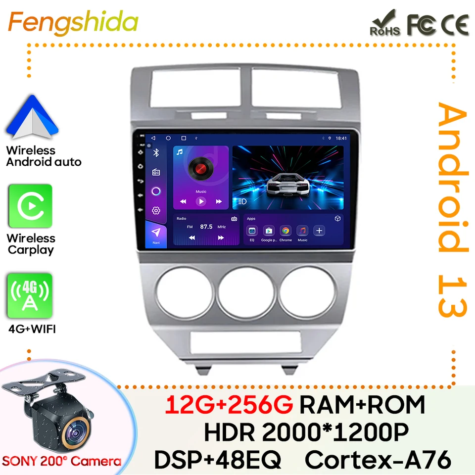 Pre Dodge Caliber 2007 - 2010 CAR Radio Navigation GPS CarPlay Stereo Android Screen Bluetooth Multimedia Player 5G WiFi