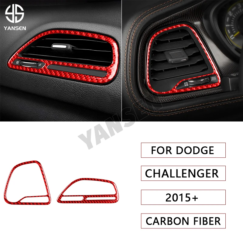 Pre Dodge Challenger 2015+ prístrojový vzduchový výstupný kryt bočného panelu obloženie dekorácie nálepka skutočné príslušenstvo pre uhlíkové vlákno