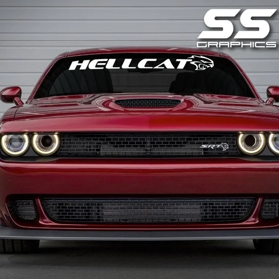 Pre Dodge Challenger Hellcat vinylová nálepka na vinylové sklo banner
