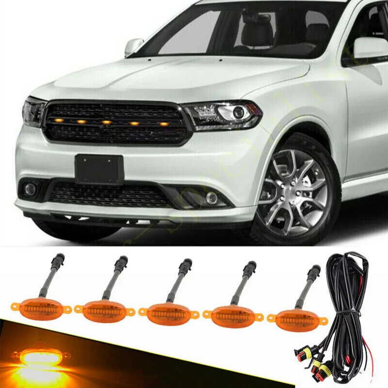 Pre Dodge Durango 2002-2021 predná mriežka LED svetlo Raptor Grill Cover 5ks