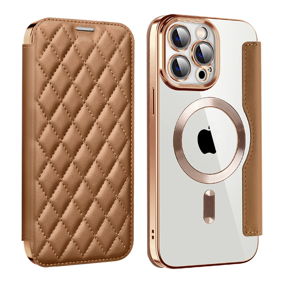 Pre držiak karty Magsafe Magnetic Wallet Leather Puzdro pre iPhone 14 Pro Max 15 plus 13 12 11 Cover bezdrôtovej nabíjacej knihy