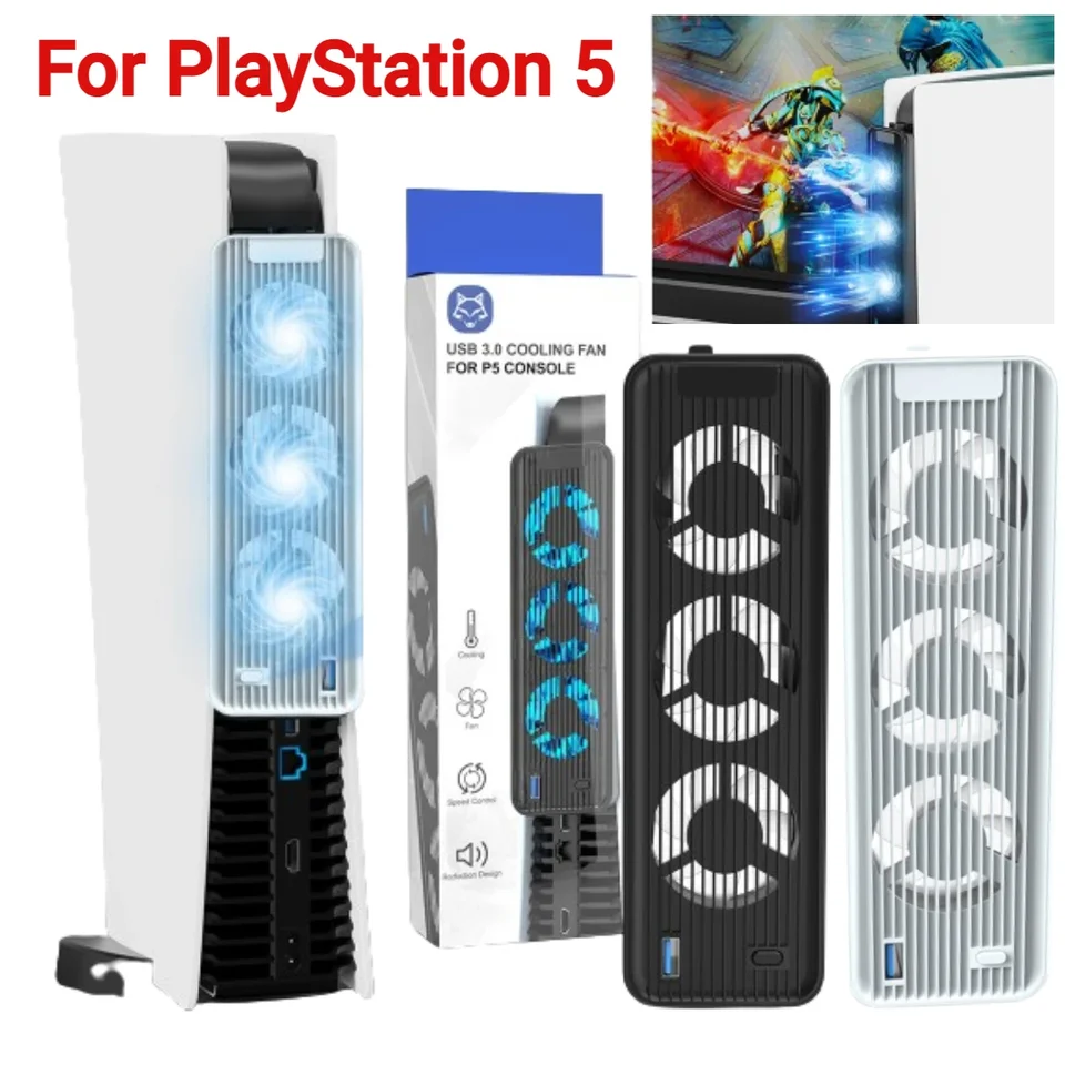 Pre externý ventilátor Console Console Console s ochladením LED svetlom chladiaceho systému pre tiché chladič pre PlayStation 5 Disc & Digital Edition