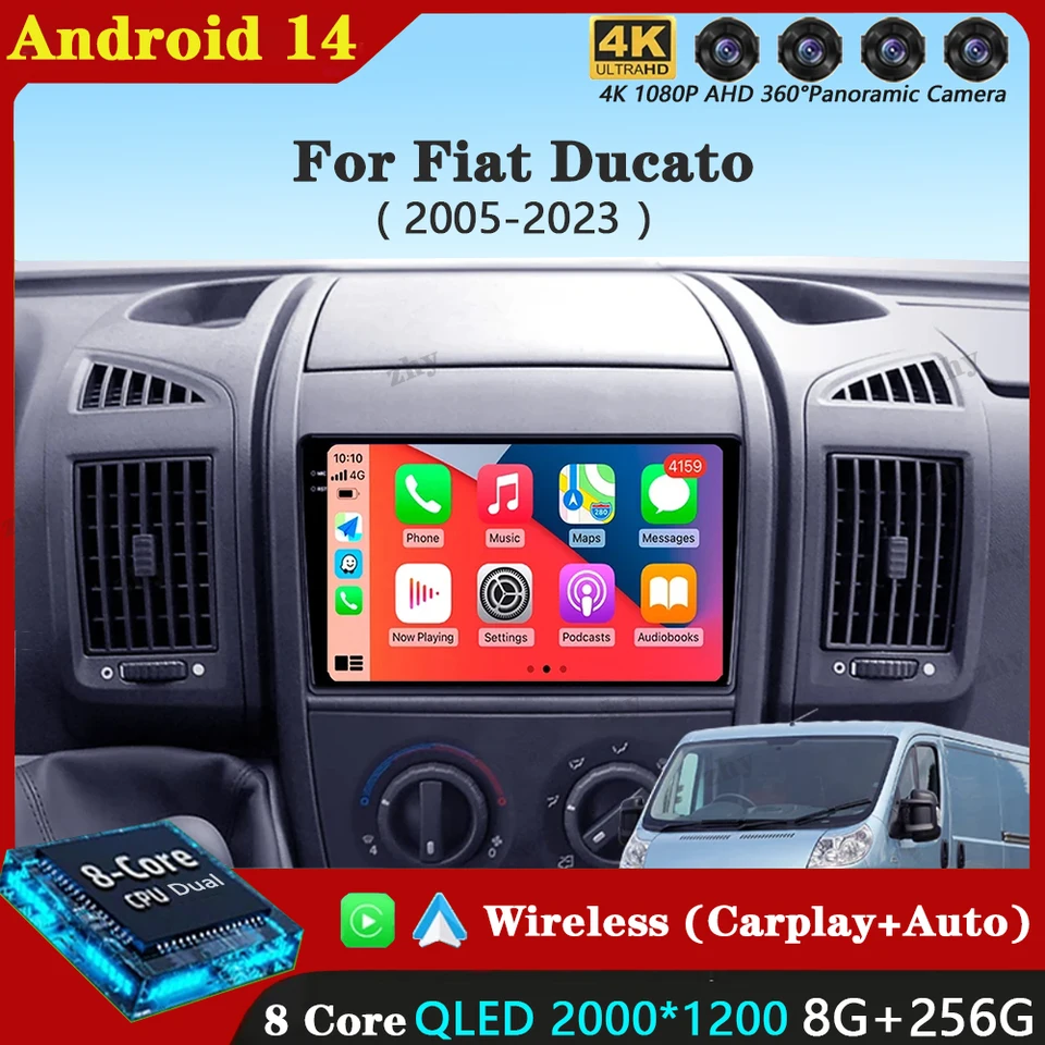Pre Fiat Ducato 2005-2023 Citroen Jumper Peugeot Boxer 2011-2015 Auto CarPlay 2 DIN Autoradio Multimedia 4G Android 14 Car Radio Radio