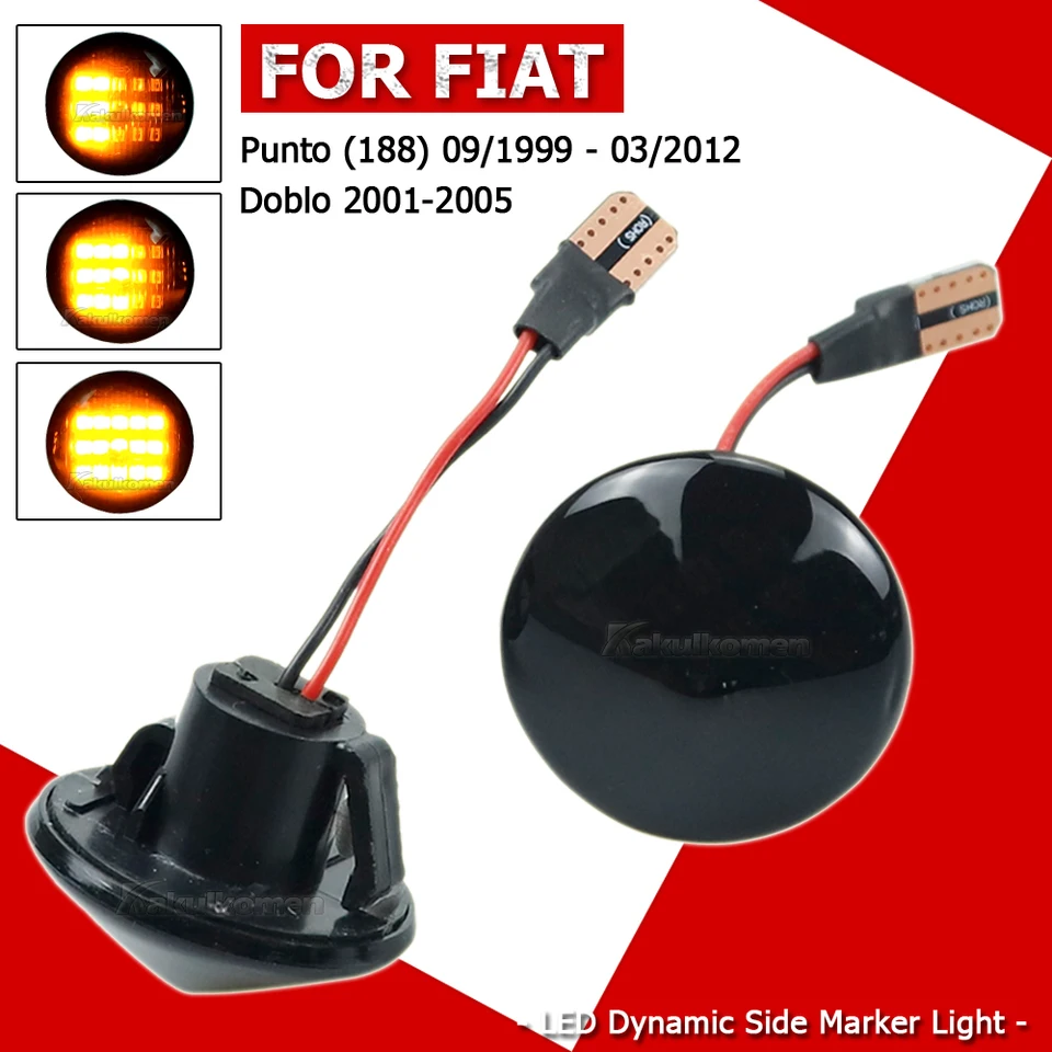 Pre Fiat Punto (188) MK2 1999-2012 Doblo 2001-2005 bočné markerové značky Turn Light Signal Lamp Dynamic Turn Signals