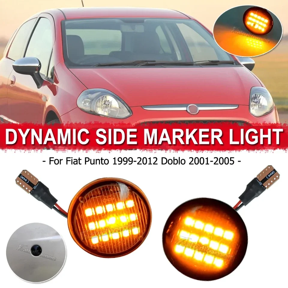 Pre Fiat Punto 188 Mk2 1999-2012 Doblo 2001-2005 Dynamický LED indikátor bočného markeru Turn Light Signal Light Light