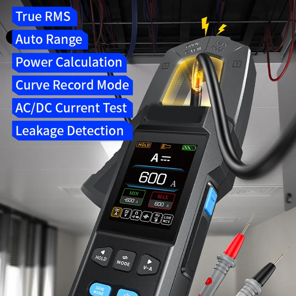 Pre FNIRSI DMC-100 DC AC AC Current CLAMP Multimeter 10000 Count Digital Multimeter 600a Type-C Nástroj na meranie obrazovky Color Screen Screen