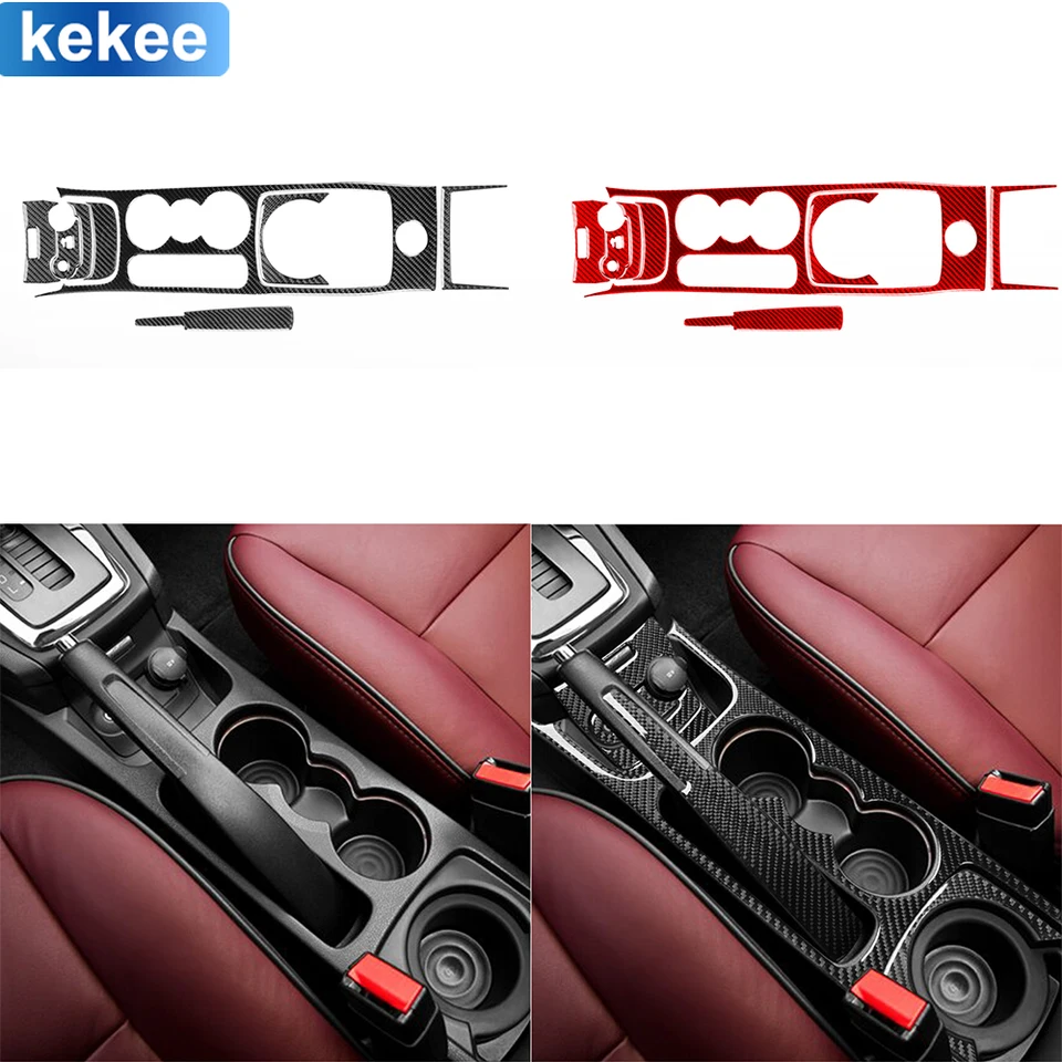 Pre Ford Fiesta 2011-2019 Centrum Console Cup Dolder Panel Set Cover Skutočné nálepky na nálepku na uhlíkové vlákna Vnútorné formovacie príslušenstvo