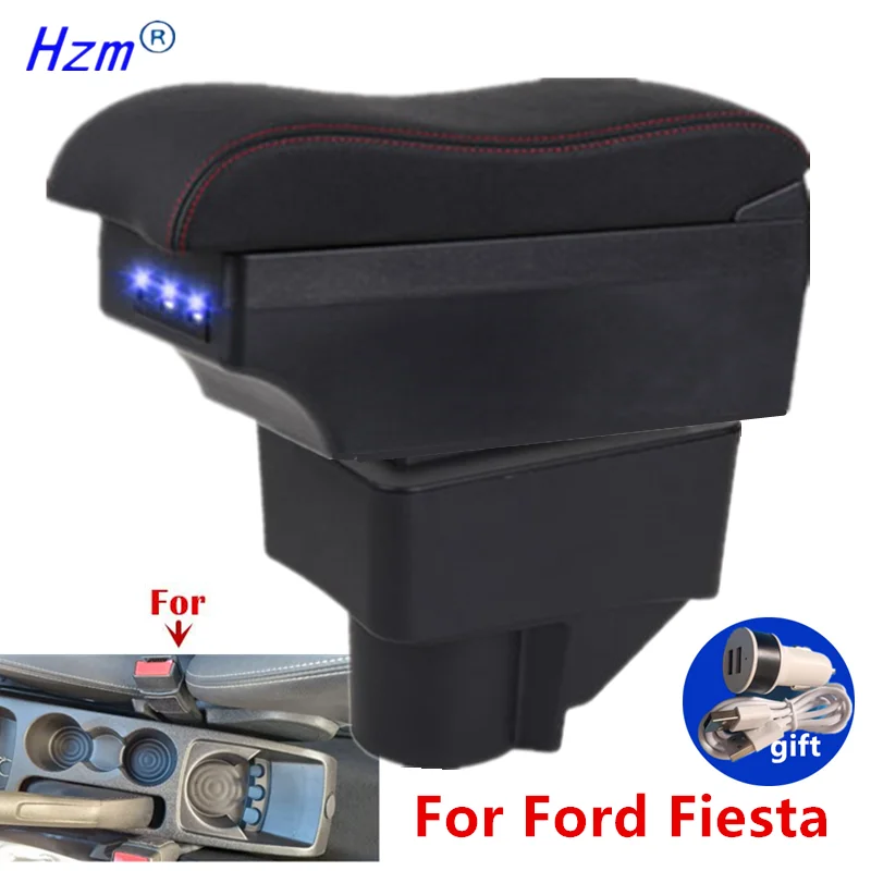Pre Ford Fiesta lakťová lakťová skrinka pre Ford Fiesta 3 lakťové opierky 2011-2018 Automobilové skrinky príslušenstvo PU Leather Easy Inštalácia