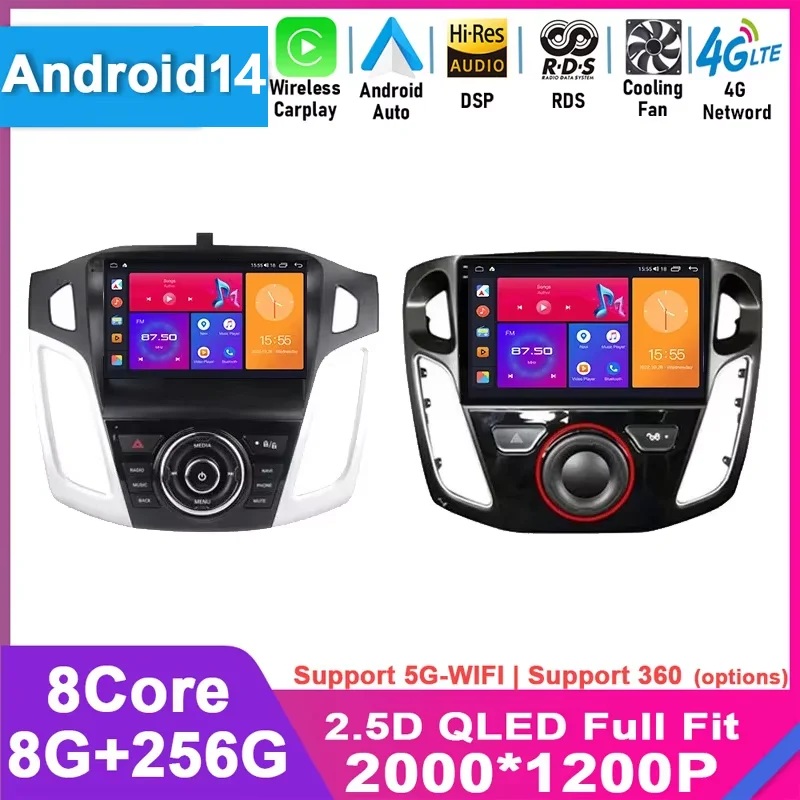 Pre Ford Focus 3 2011 2012 2013 2014 2015 2016 - 2019 Automatické stereofónne navigácia 2DIN DVD Android 14 CarPlay Car Radio Multimedia