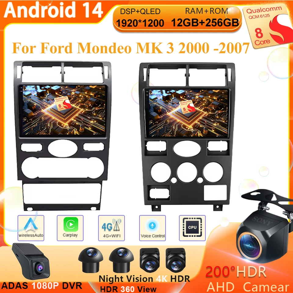 Pre Ford Mondeo Mk 3 2000 2001 2002 2003 2004 2005-2007 4G Car Android CarPlay Multimedia Player GPS Navigation Car Audio Audio