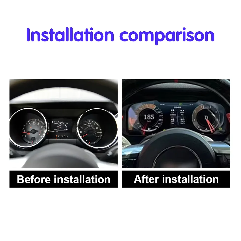 Pre Ford Mustang 2015 2016-2023 DASPOWARD DASHBOOC DIGITÁLNE KLOSTER LCD SPRÁVA SPRÁVA RÁDIO RADIO RADIO LCD
