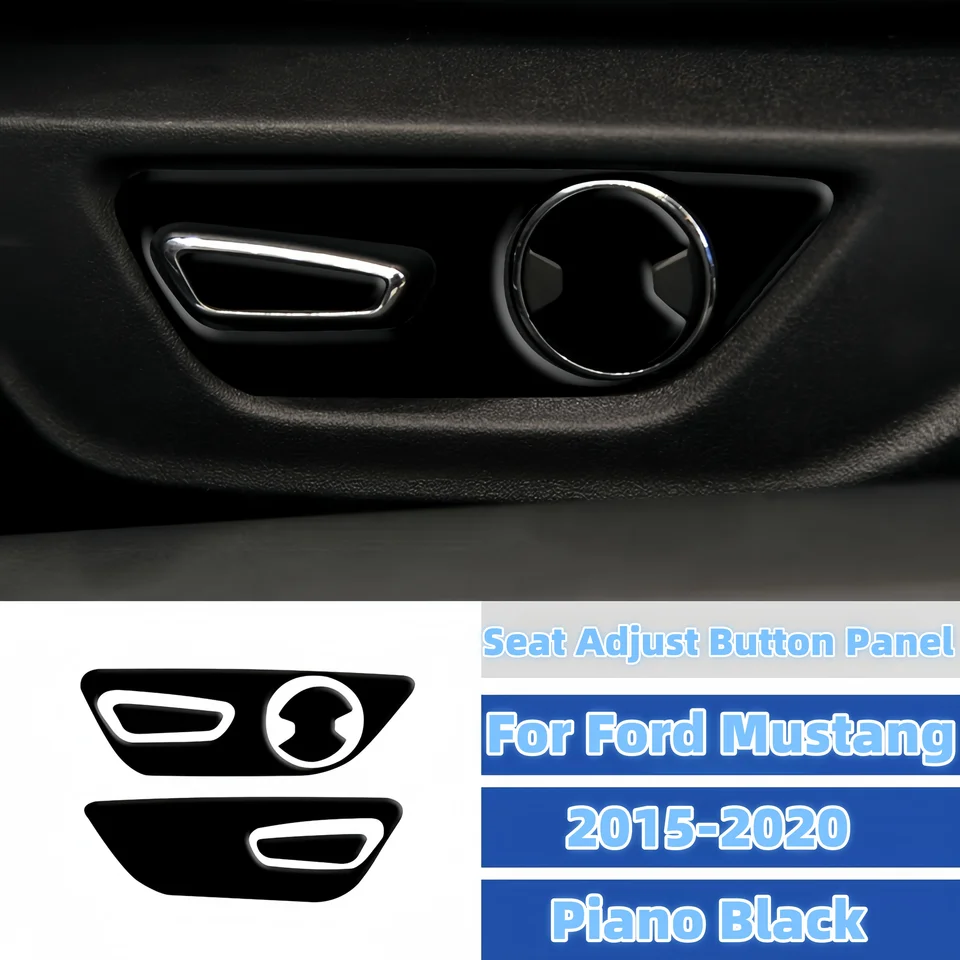Pre Ford Mustang 2015-2020 klavír Klavír Čierne auto Interiérové ​​sedadlo nastavenia tlačidla Panel Panel Ochranné orezanie nálepky Accesorios para Auto