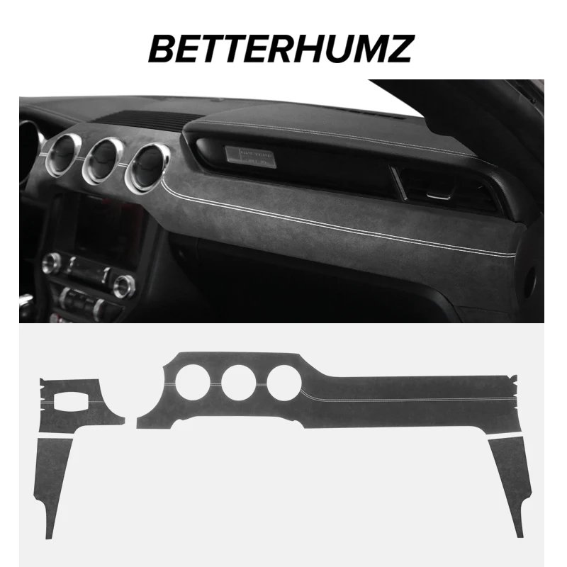 Pre Ford Mustang 2015-2023 vyrobený z Alcantara CAR CAR DASHOARD DASHOARD DASKARD TRIP PRIPRIS PRÍSTUP PRIESTOROVÉ NÁKLADY