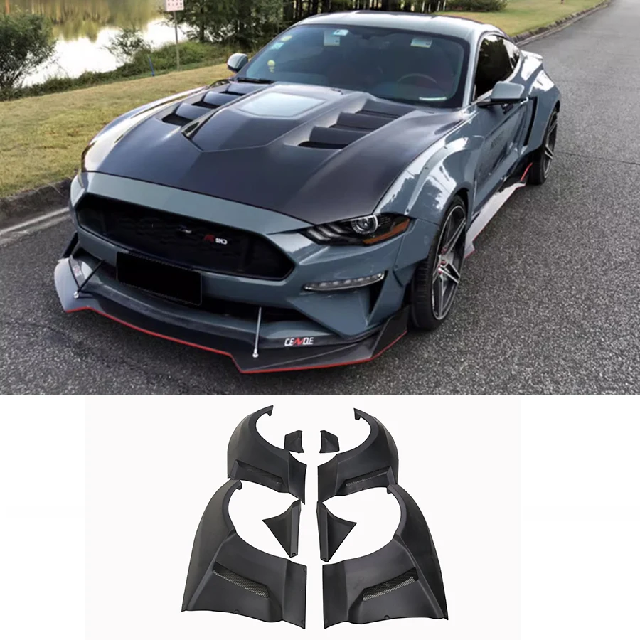 Pre Ford Mustang Coupe 2015-2020 8 PCS GTSS Style Covers Auto široké kolesové obočie oblúk oblúk blatníka klapky Mudguards Body Kit