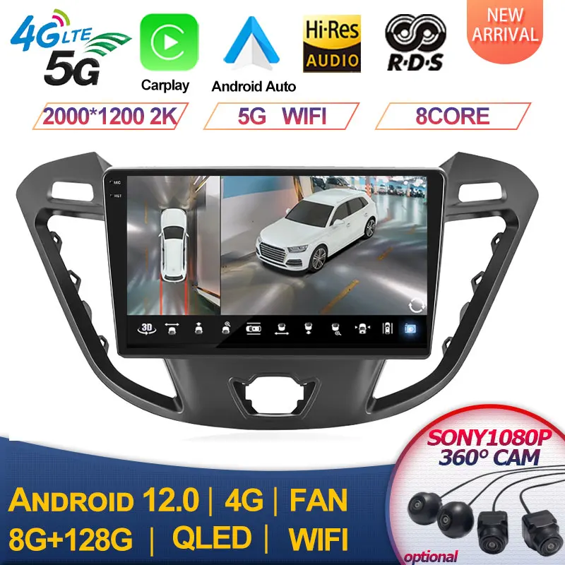 Pre Ford Transit Tourneo Custom 2013-2021 CarPlay Stereo Car Radio 2 DIN Android Multimedia Player Screen Head Unit Navigácia
