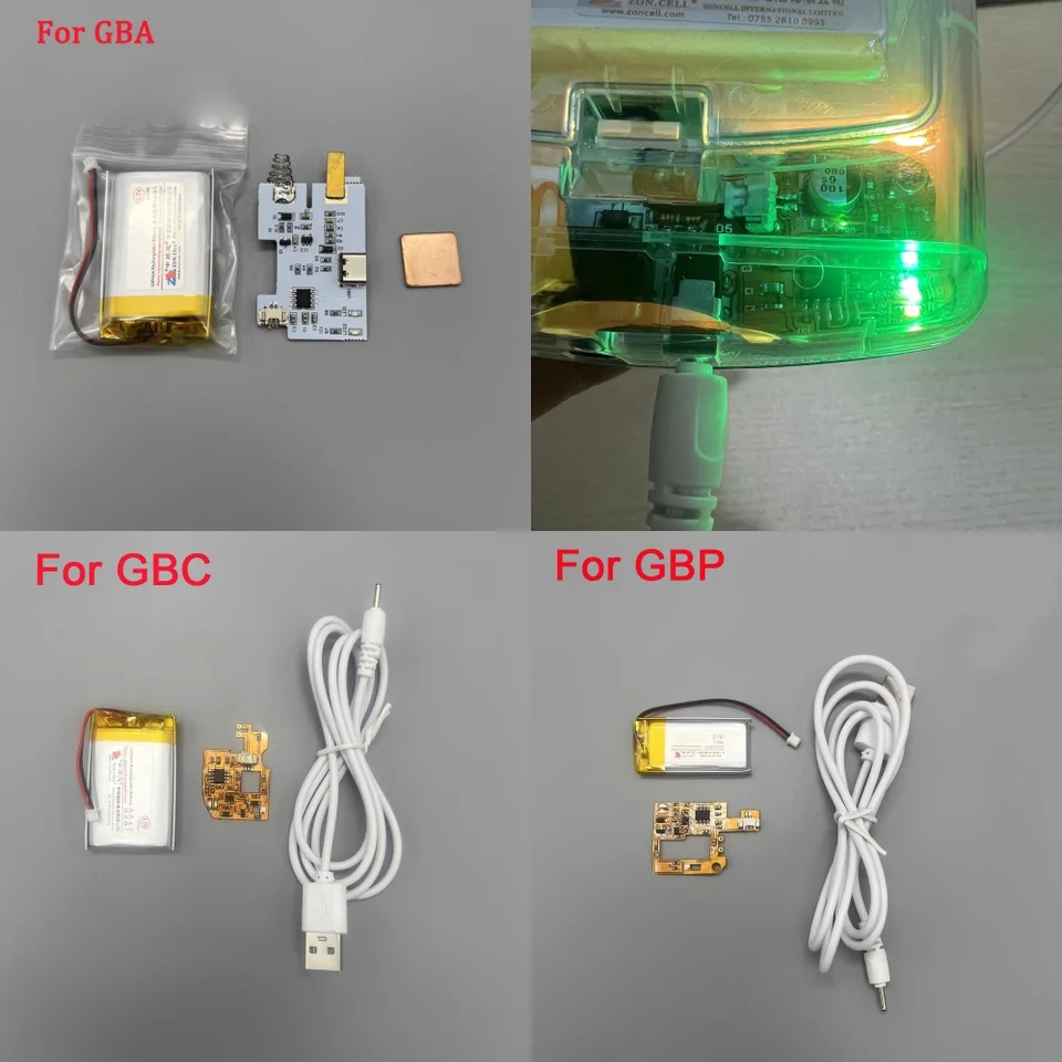 Pre Gameboy Advance GBA/GBC/GBP podporuje pôvodný nabíjací modul s nabíjaním shellu nabíjateľnú lítiovú batériu