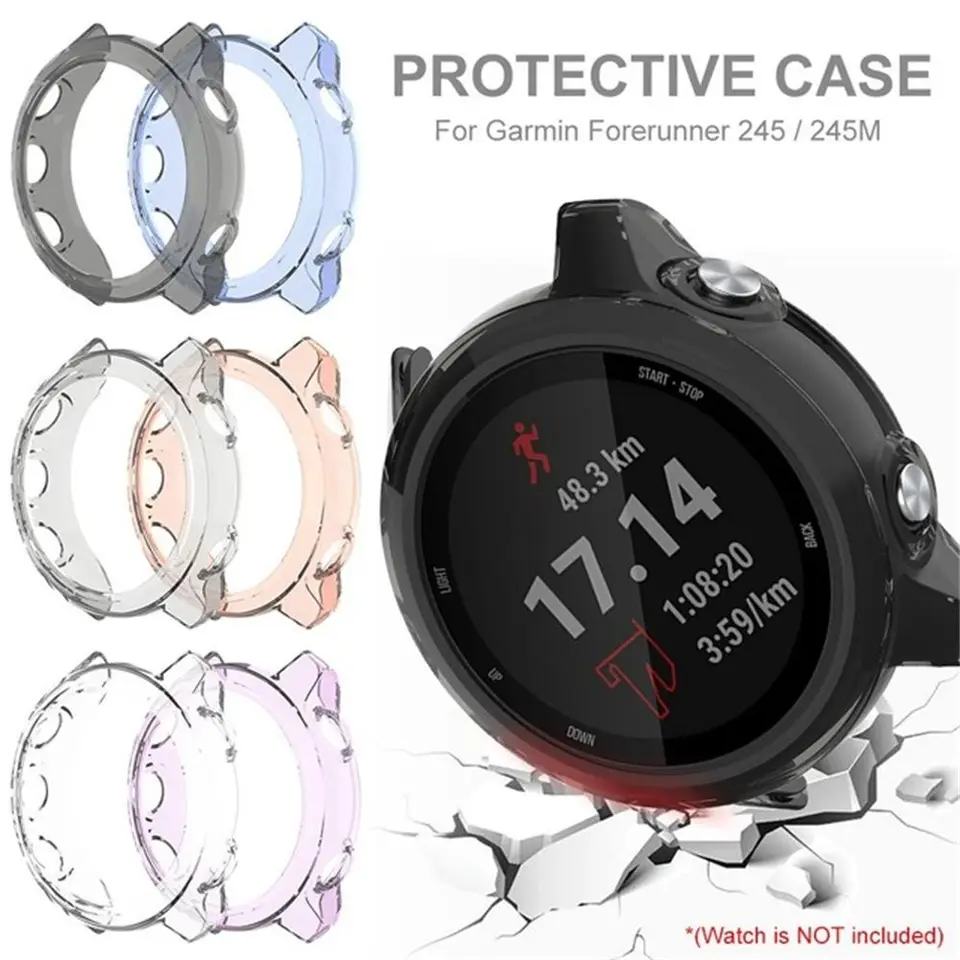 Pre Garmin Forerunner 245 m/245 náhradný nárazový kryt TPU Case Case Case Case Ochranné shell Smart Watch Actle