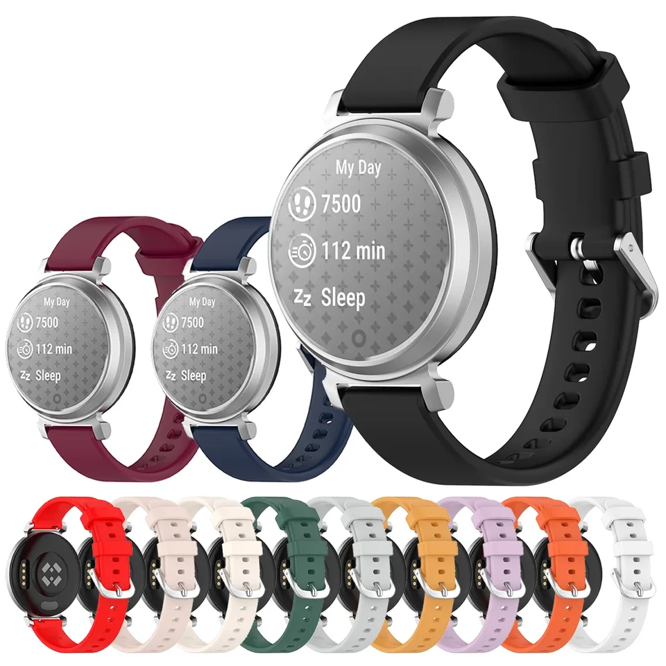 Pre Garmin Lily 2 Silikone Watch Band Wristwatch Strieborný náramok so 14 mm vysokokvalitné hodinky