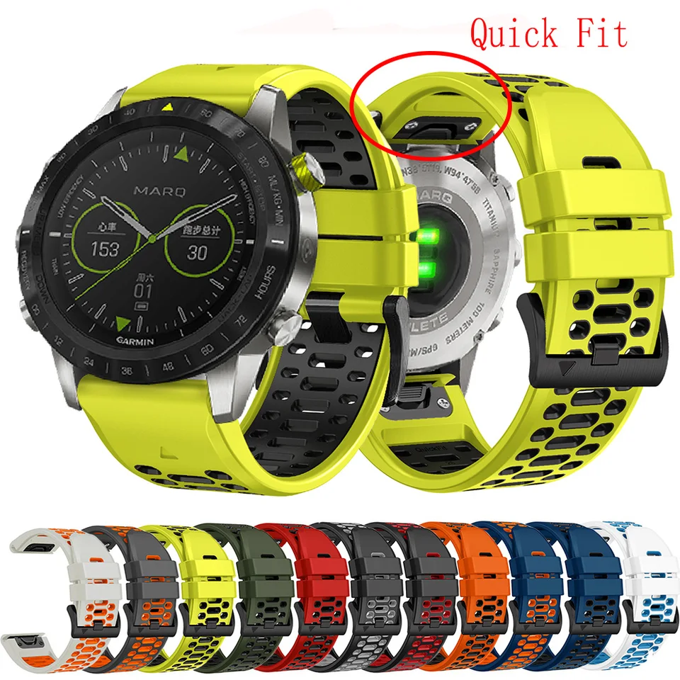 Pre garminový inštinkt 2x Solar QuickFit Silikone Watch Patrap Watchband pás 22 mm 22 mm pre Garmin Fenix ​​6x 6 Pro 5x 5 plus 7x 7 náramok