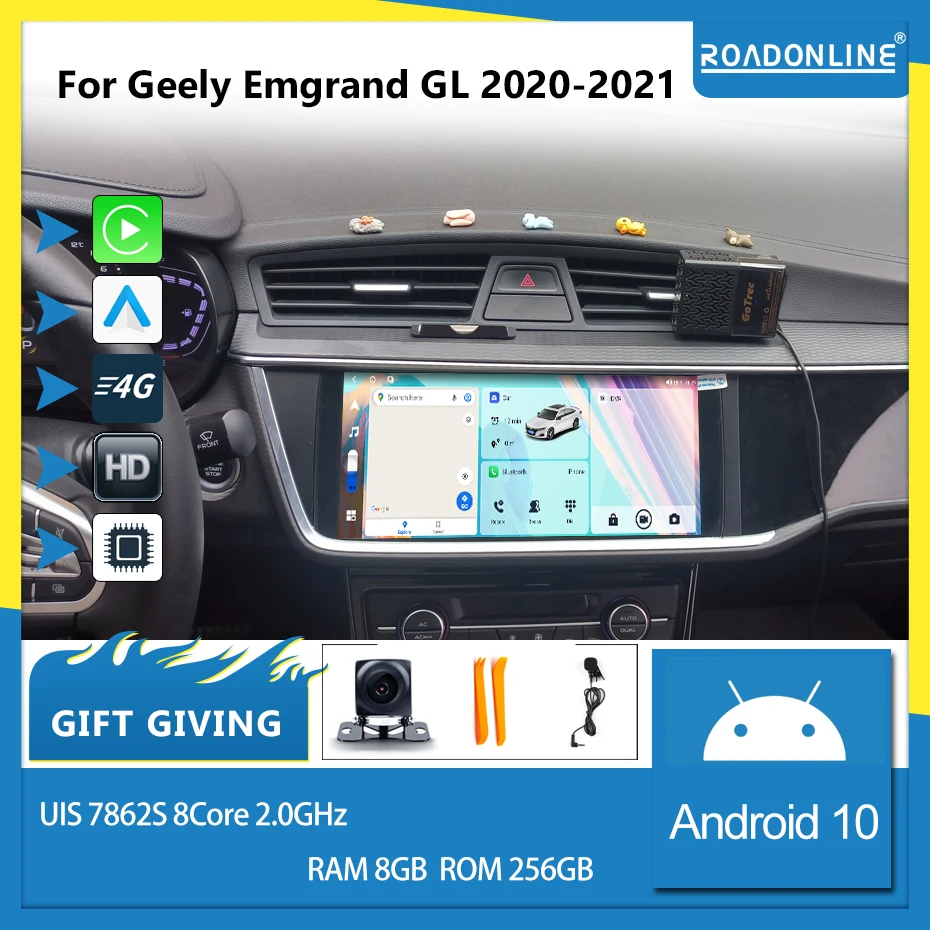 Pre Geely Emgrand GL 2020-2021 10.33inch Car Andoid10 1920*720 8 GB RAM+256 GB ROM Multimediálny hráč Android Android navigáciu Android