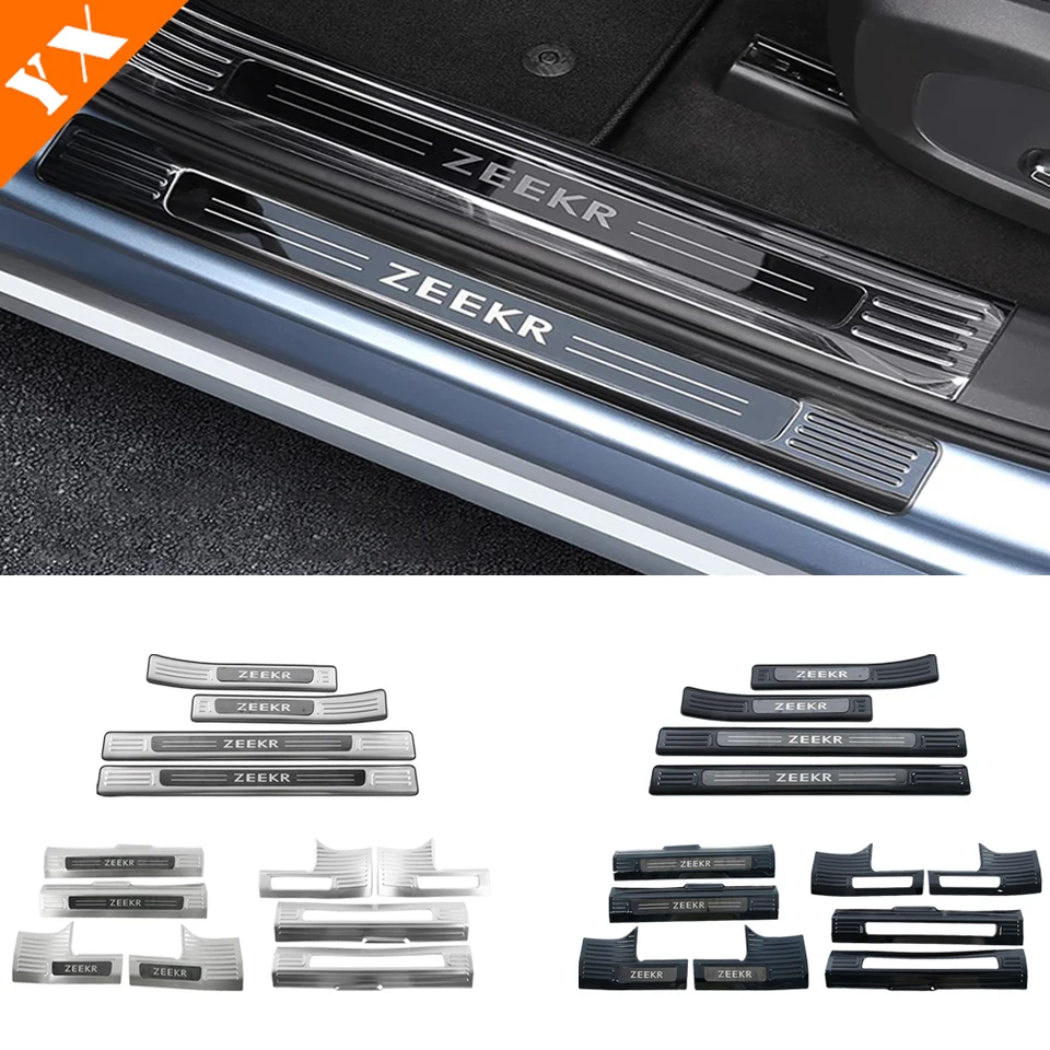 Pre Geely Zeekr 007 2024-2025 Dvere na autá Sill Sill Plate Uvítací pedál Ochrana nerezovej čiernej ozdoby Exteriérové ​​príslušenstvo
