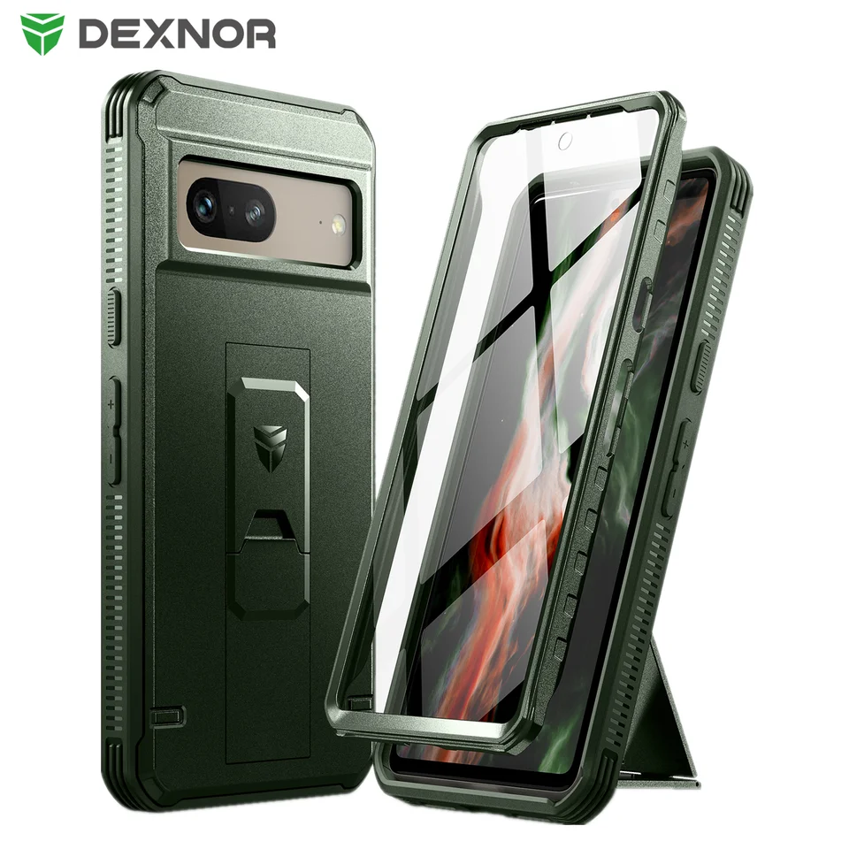 Pre Google Pixel 7 Case 2022 Celotelové nárazník vojenského tried Armor Shopproof Shop Apper Cover Držiak s vstavaným ochrancom obrazovky