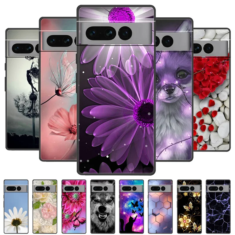 Pre Google Pixel 8 Pro Case Silikone Maľovaný mäkký čierny obal pre Google Pixel 8 Pro Fundas pre Googe Pixel8 8Pro TPU Coque