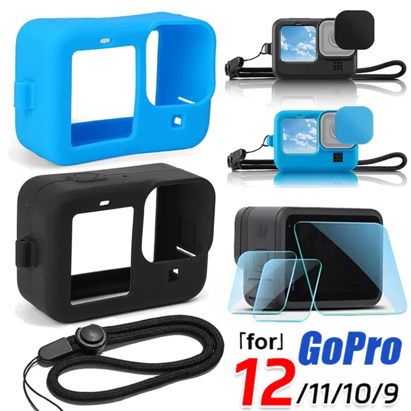 Pre GoPro Hero 12 11 10 9 Ochranná rukáv s mäkkým silikónom s ochranným krytom šošovky na zadne