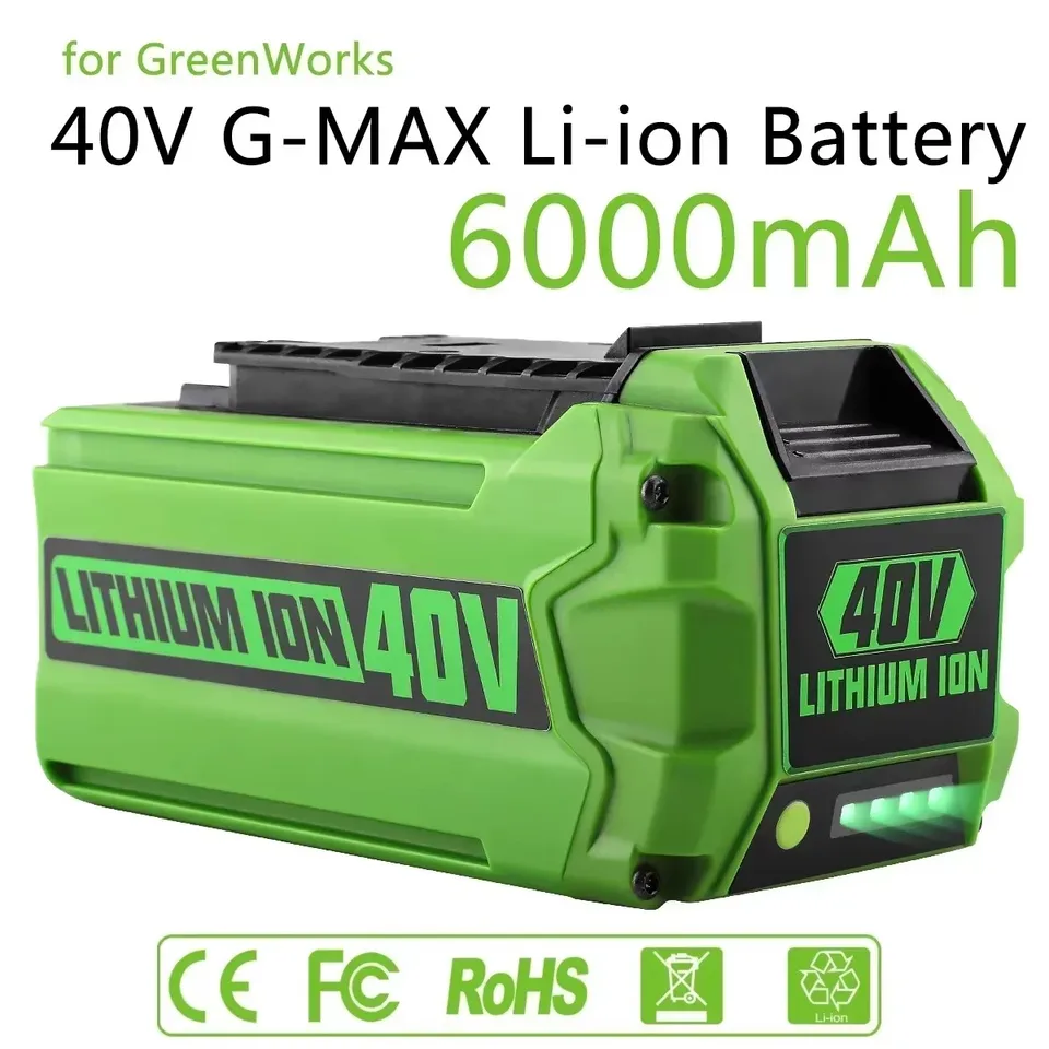 Pre GreenWorks 40 V batérie 6AH GreenWorks G-Max Li-ion Výrobná batéria Výmena batérie pre elektrické náradie kosačky na trávu