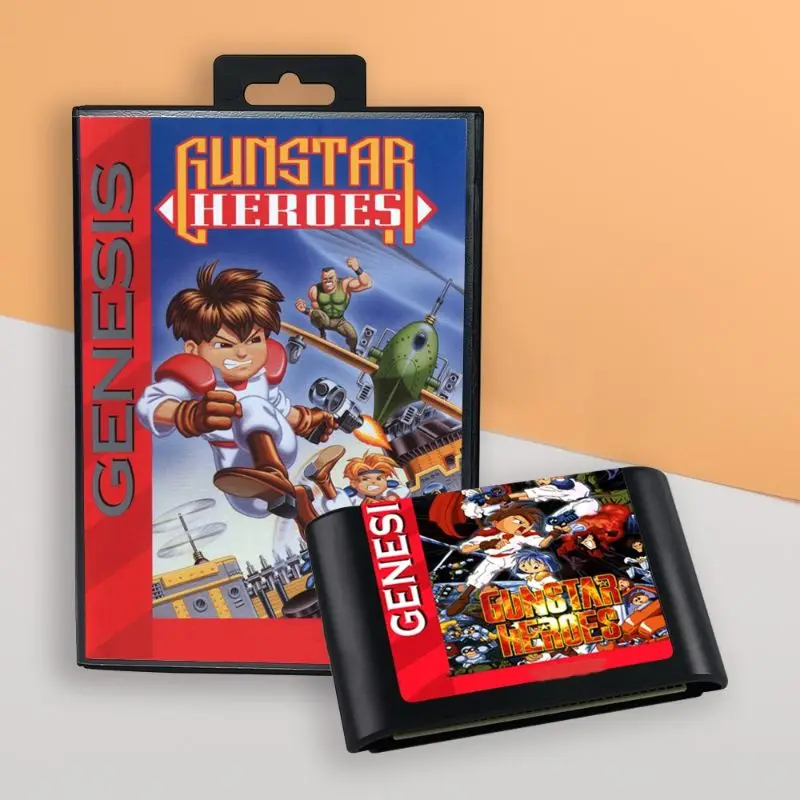 Pre Gunstar Heroes USA pokrývajú 16bit retro hernú kazetu pre konzoly videohier Megadrive Megadrive