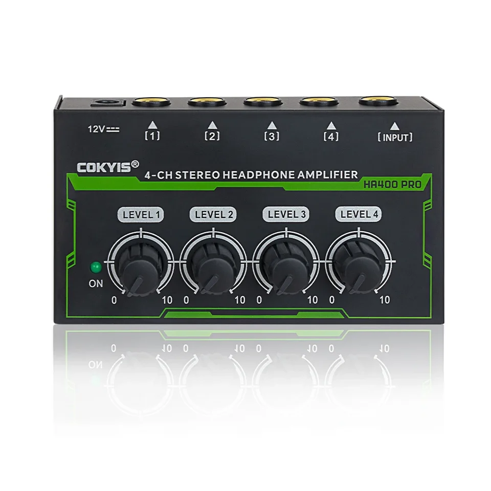 Pre HA400 Pro Ultra Compact Audio zosilňovač 4 kanály Mini stereofónny zosilňovač pre slúchadlá s upgradom adaptéra napájacieho adaptéra Audio zosilňovač