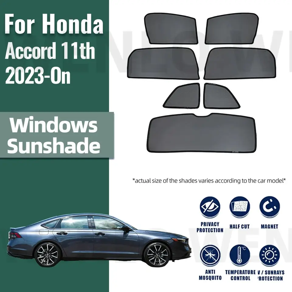 Pre Honda Accord 11. 2023 2024 Automobilové slnečné štítky Slnko príslušenstvo okenné sklo Činné sklo Sunshade Curtain Zievajte tieň slepé zvyky