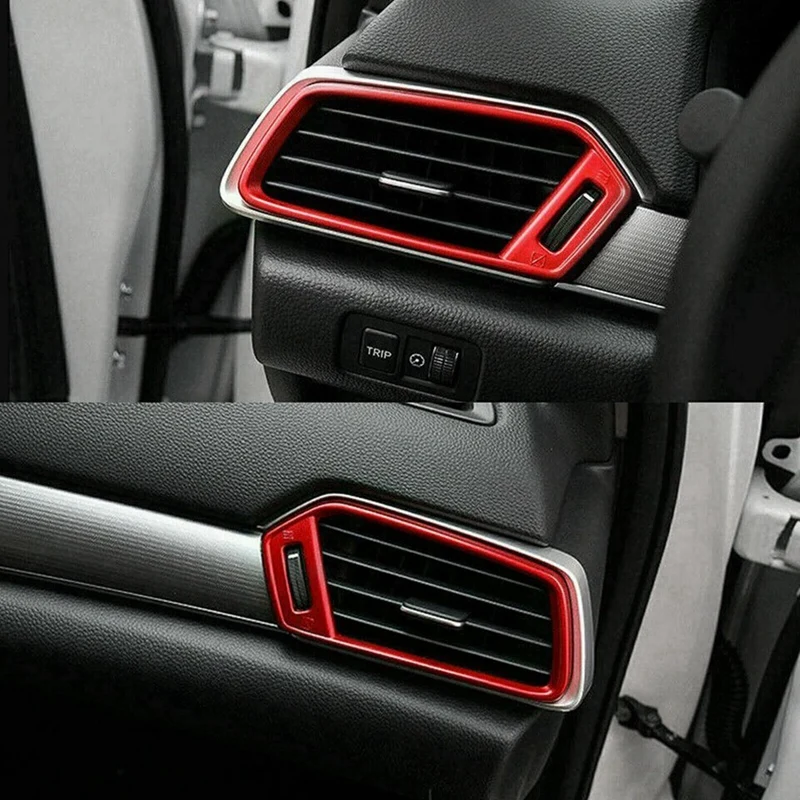 Pre Honda Accord 2018-2022 Interiér Dashboard Air Vent AC Covers Covers Orezanie červených náhradných dielov 4 kus