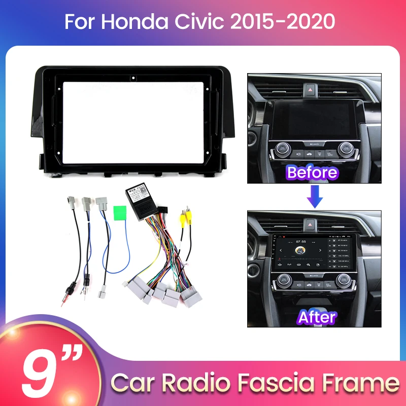 Pre Honda Civic 10 FC FK 2015-2020 2DIN CAR Radio DVD Fascia Frame s dekodérom Canbus Box Decoder Android Stereo Dash