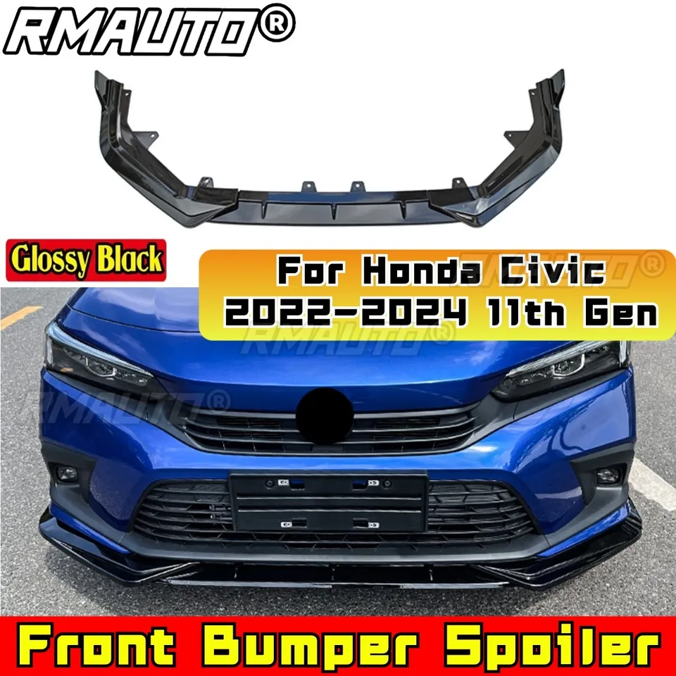 Pre Honda Civic 2022-2024 11. Genové príslušenstvo 3ks predný nárazník Spiler Side Splitter Deflector Guards Súprava tela Kit
