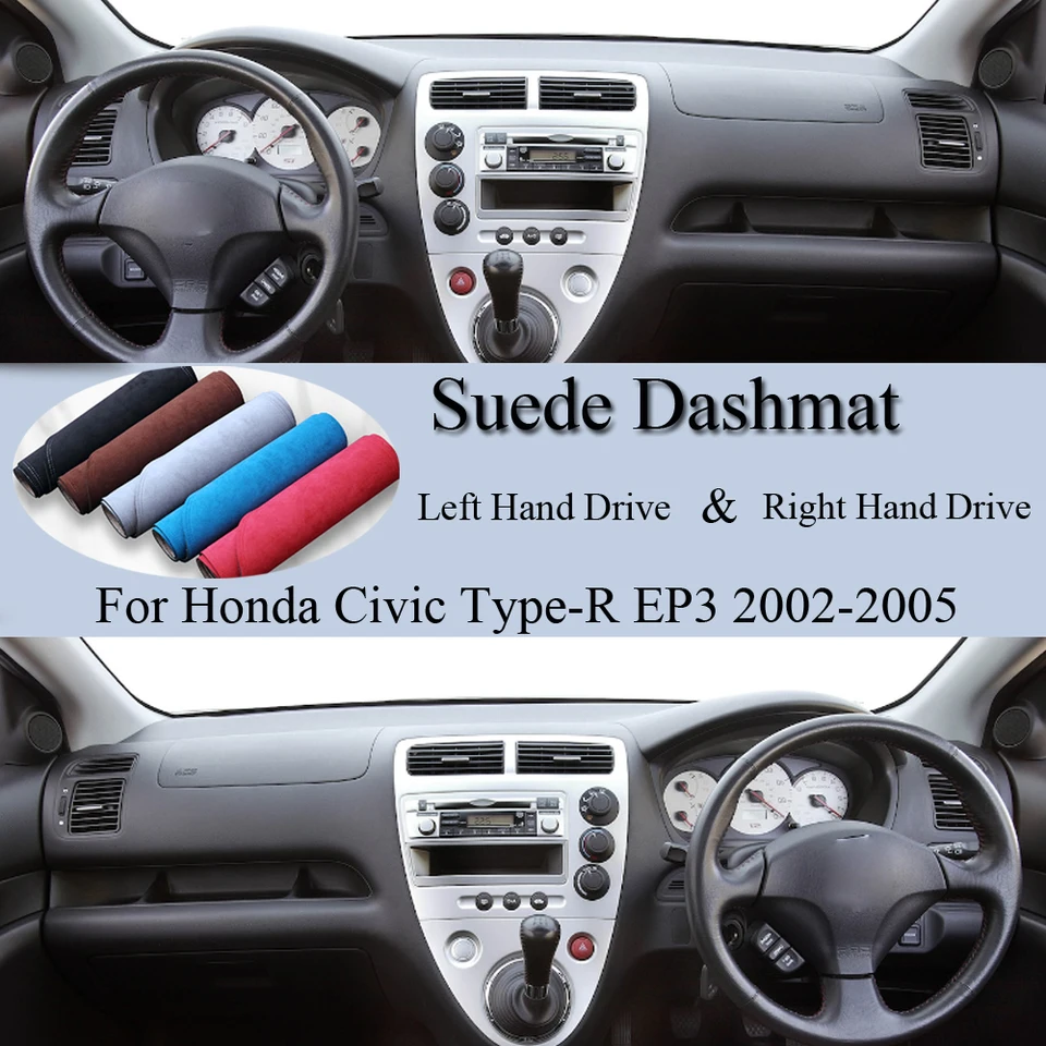 Pre Honda Civic Type-R UK-Spec EP3 2002-2005 Sueded Leather Dashmat Dash Mat Cover Dashboard Pad Sunshade Carpet Carsory