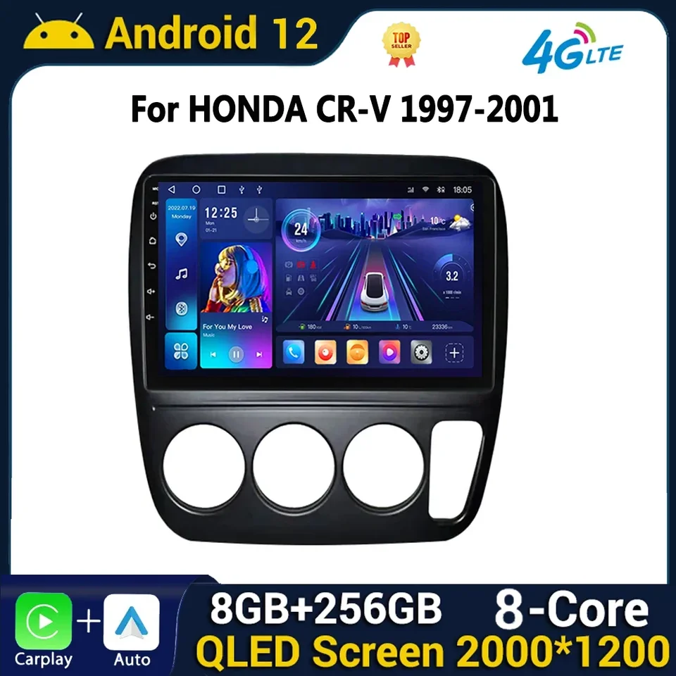 pre Honda Crv CR-V 1995 1996 1997 1998 1999 2000 2001 Android Car Radio CarPlay Multimedia Video Player GPS 2DIN QLED obrazovky