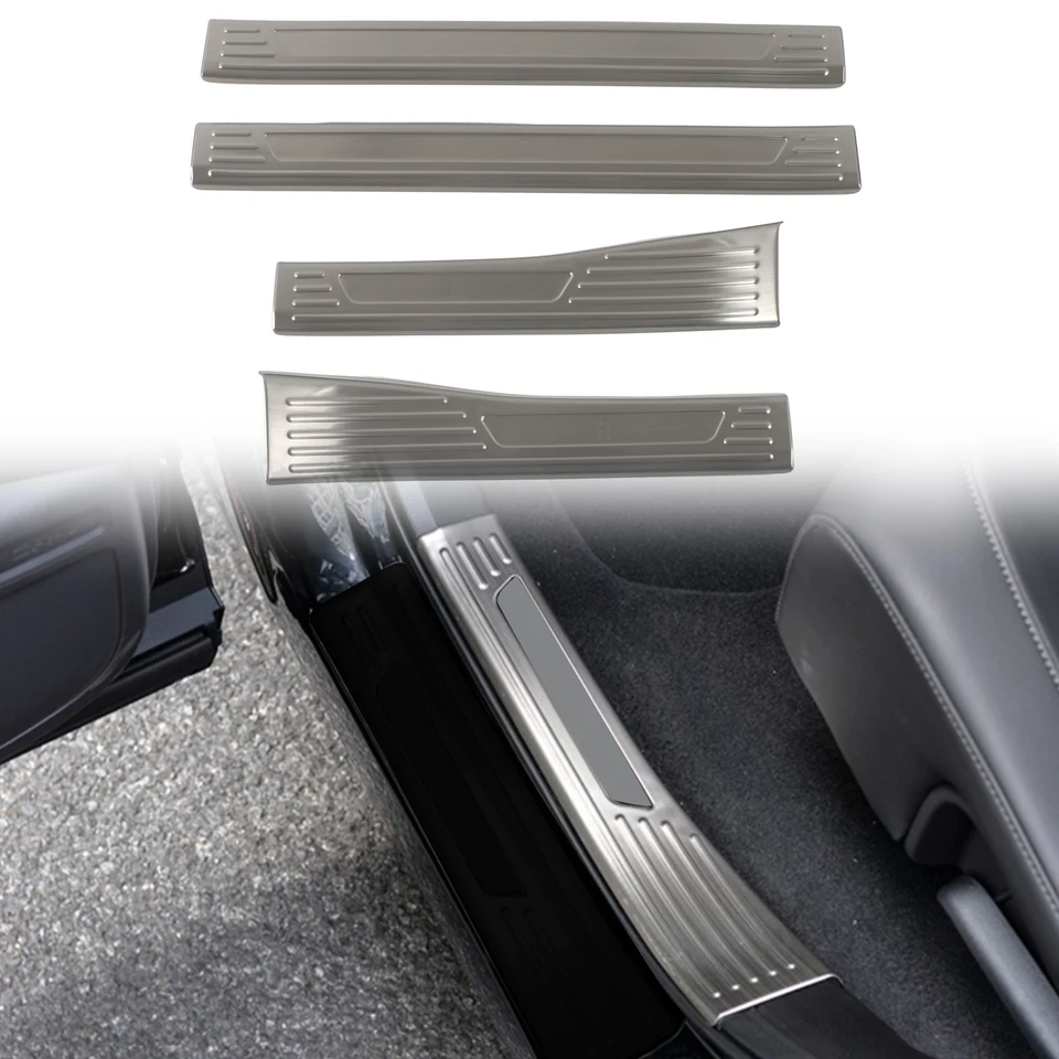 Pre Honda CRV CR-V 2023 2024 Auto príslušenstva z nehrdzavejúcej ocele Striebro Čierne Vnútorné a výstupné dverové odosielanie Prahový kryt 4ks 4ks